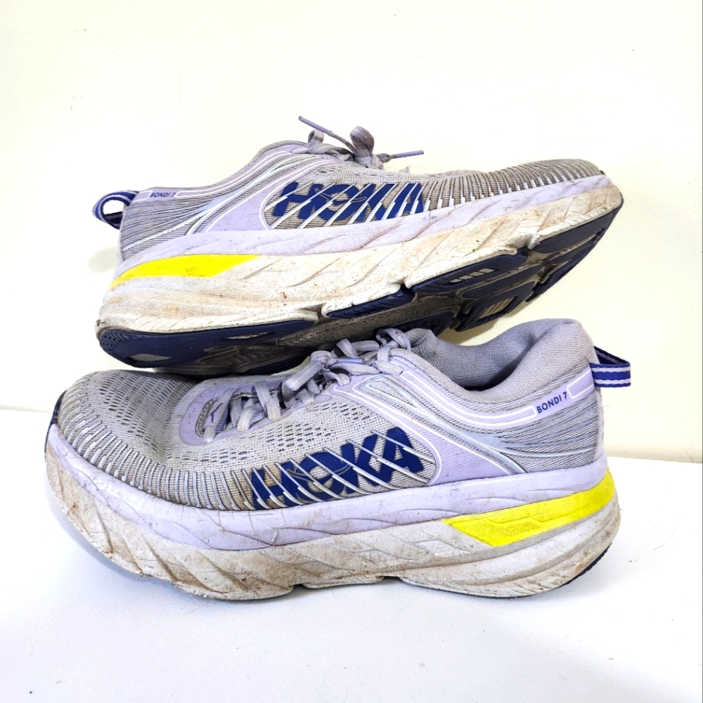Used Hoka One One Bondi 7 Womens Purple StabilityRunning Shoes Size 8.5 Sneakers